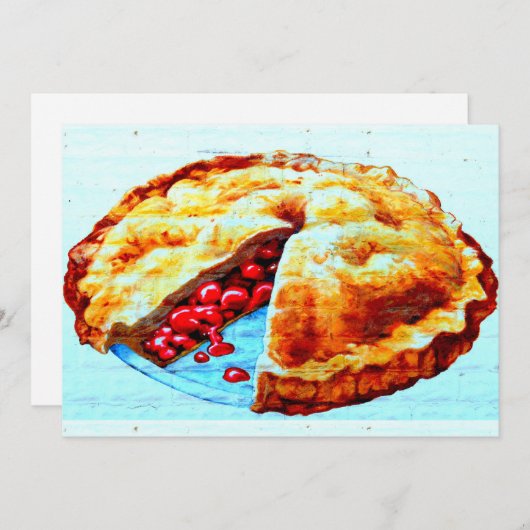 cherry pie-uitnodiging kaart (Voorkant / Achterkant)