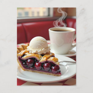 Cherry Pie, Vanilla Ice Cream & Koffie Briefkaart