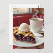 Cherry Pie, Vanilla Ice Cream & Koffie Briefkaart (Voorkant / Achterkant)