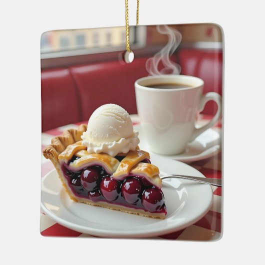 Cherry Pie, Vanilla Ice Cream & Koffie Keramisch Ornament (Links)