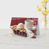 Cherry Pie, Vanilla Ice Cream & Koffie Verjaardag Kaart (Gele Bloem)