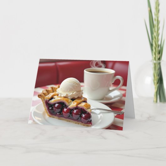 Cherry Pie, Vanilla Ice Cream & Koffie Verjaardag Kaart (Voorkant)