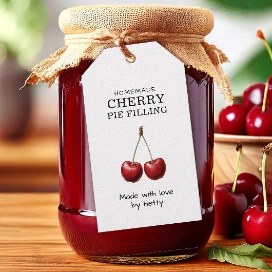Cherry pie vulling label voor uw zelfgemaakte rece cadeaulabel