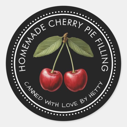 Cherry pie vulling sticker voor zelfgemaakte recep (Voorkant)