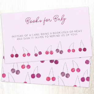 Cherry Pink Baby shower Boek Verzoek Informatiekaartje