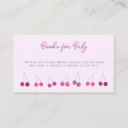 Cherry Pink Baby shower Boek Verzoek Informatiekaartje (Voorkant)