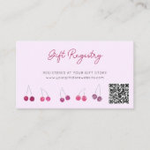Cherry Pink Baby shower Gift Registry QR-code Informatiekaartje (Voorkant)