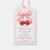 Cherry Pink Bow Baby shower Bedankt Cadeaulabel (Voorkant)
