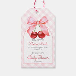 Cherry Pink Bow Baby shower Bedankt Cadeaulabel