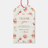 Cherry Pink Bow Baby shower Bedankt Gift Label Cadeaulabel (Voorkant)
