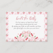 Cherry Pink Bow Baby shower Boeken voor Baby Informatiekaartje (Voorkant)