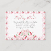 Cherry Pink Bow Baby shower Display Douche Informatiekaartje (Voorkant)
