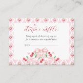 Cherry Pink Bow Baby shower Luier Raffle Informatiekaartje (Voorkant)