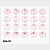 Cherry Pink Bow Baby Shower Ronde Sticker (Vel)