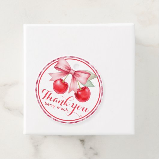 Cherry Pink Bow Bedankt Favoriet Gift Label (In situ)