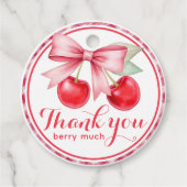 Cherry Pink Bow Bedankt Favoriet Gift Label (Voorkant)