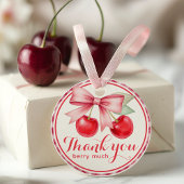 Cherry Pink Bow Bedankt Favoriet Gift Label