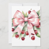 Cherry Pink Bow Cherry op Top Baby shower Uitnodig Kaart (Achterkant)
