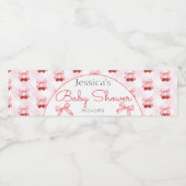 Cherry Pink Bow Girl Baby shower Waterfles Etiket (Enkel label)