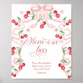 Cherry Pink Bow Momosa bar baby shower Poster (Voorkant)