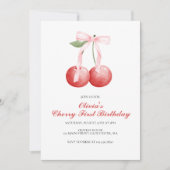Cherry Pink Bow preppy eerste verjaardag Kaart (Voorkant)