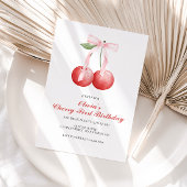 Cherry Pink Bow preppy eerste verjaardag Kaart