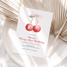 Cherry Pink Bow preppy eerste verjaardag