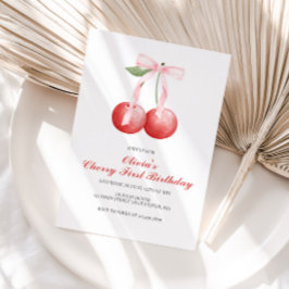 Cherry Pink Bow preppy eerste verjaardag Kaart