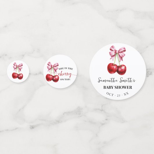 Cherry Pink Coquette Baby shower Confetti (Achterkanten)