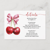 Cherry Pink Coquette Baby shower Details Informatiekaartje (Voorkant)