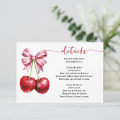 Cherry Pink Coquette Baby shower Details Informatiekaartje (Staand voorkant)