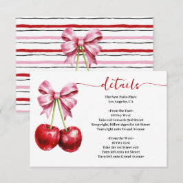Cherry Pink Coquette Baby shower Details Informatiekaartje