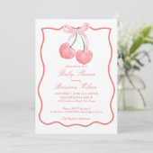 Cherry pink coquette baby shower kaart (Staand voorkant)