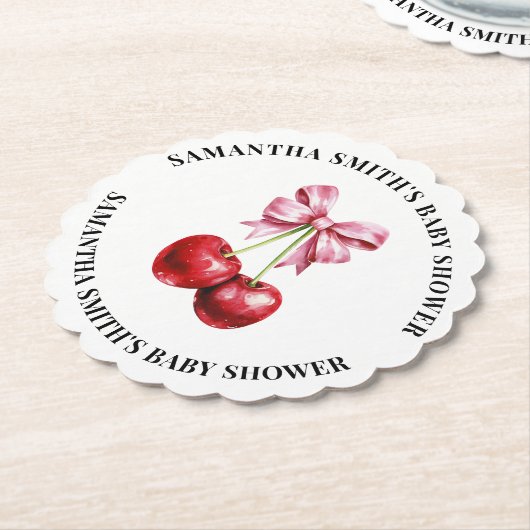 Cherry Pink Coquette Baby shower Kartonnen Onderzetters (Gekanteld)