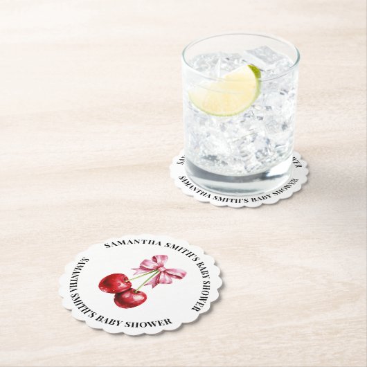 Cherry Pink Coquette Baby shower Kartonnen Onderzetters (Insitu)