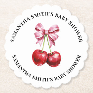 Cherry Pink Coquette Baby shower Kartonnen Onderzetters