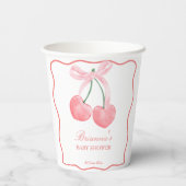 Cherry pink coquette baby shower papieren bekers (Achterkant)