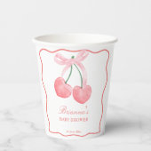Cherry pink coquette baby shower papieren bekers (Voorkant)