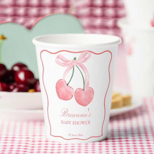 Cherry pink coquette baby shower papieren bekers