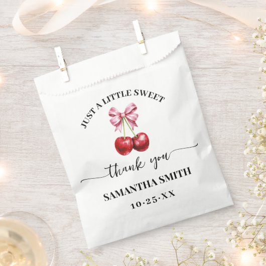 Cherry Pink Coquette Baby shower Party Bedankzakje (Geknipt)