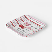 Cherry Pink Coquette Baby shower Square Papieren Bordje (Gebogen)