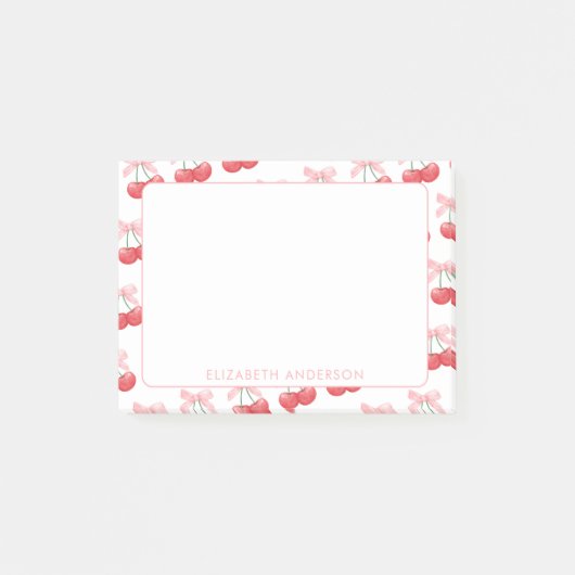 Cherry Pink Coquette gepersonaliseerde minimalist Post-it® Notes (Voorkant)