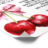 Cherry Pink Coquette My Water Broke Baby shower Poster (Hoek)