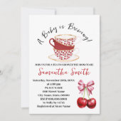 Cherry Pink Coquette Tea Baby shower Feestdagenkaart (Voorkant)