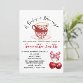 Cherry Pink Coquette Tea Baby shower Feestdagenkaart (Staand voorkant)