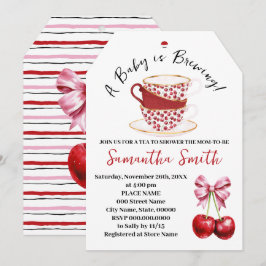 Cherry Pink Coquette Tea Baby shower Feestdagenkaart
