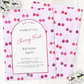 Cherry Pink eerste verjaardagsfeestje uitnodiging
