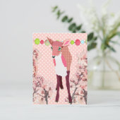 Cherry Pink Fawn Pokadot Briefkaart (Staand voorkant)