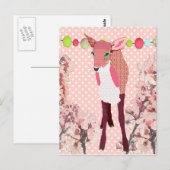 Cherry Pink Fawn Pokadot Briefkaart (Voorkant / Achterkant)