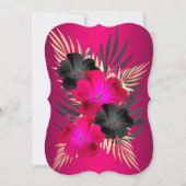 Cherry Pink Gold Palms Hibiscus Birthday Party Kaart (Achterkant)